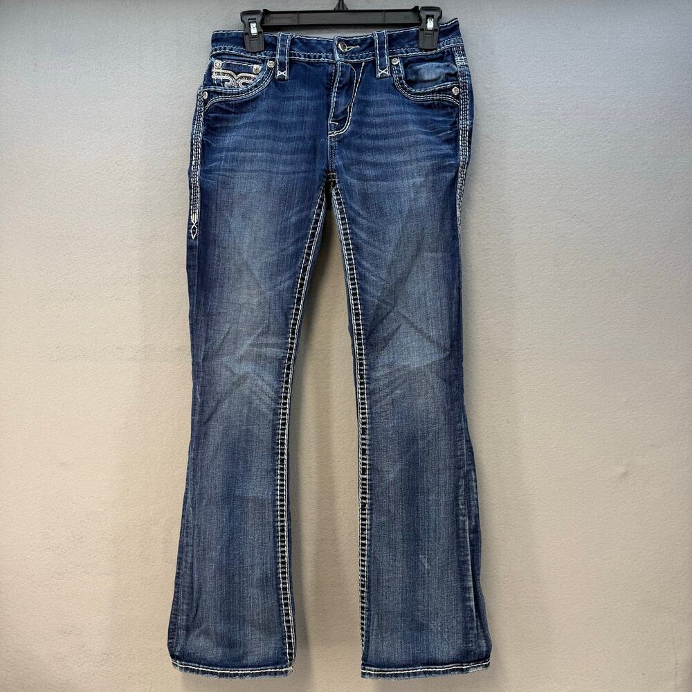 Rock Revival Jeans Women's 27 (4) Blue Celinda Mid-Rise Boot Embellished EUC